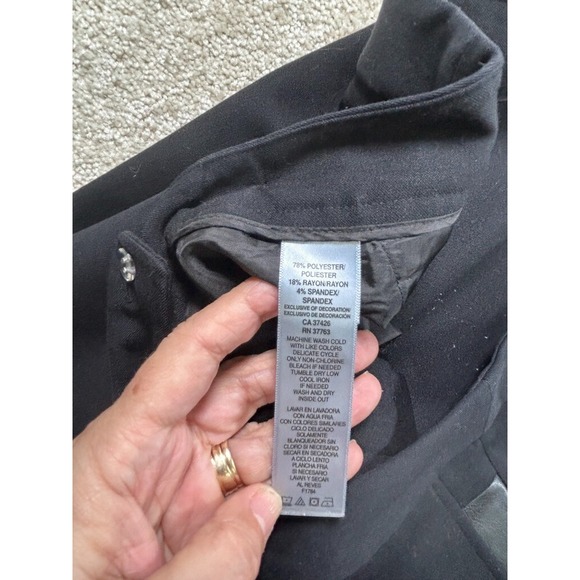 Rafaella Womens Size 12 Black Dress Pants Corporate Goth Faux Leather‎ Trim - Picture 7 of 10